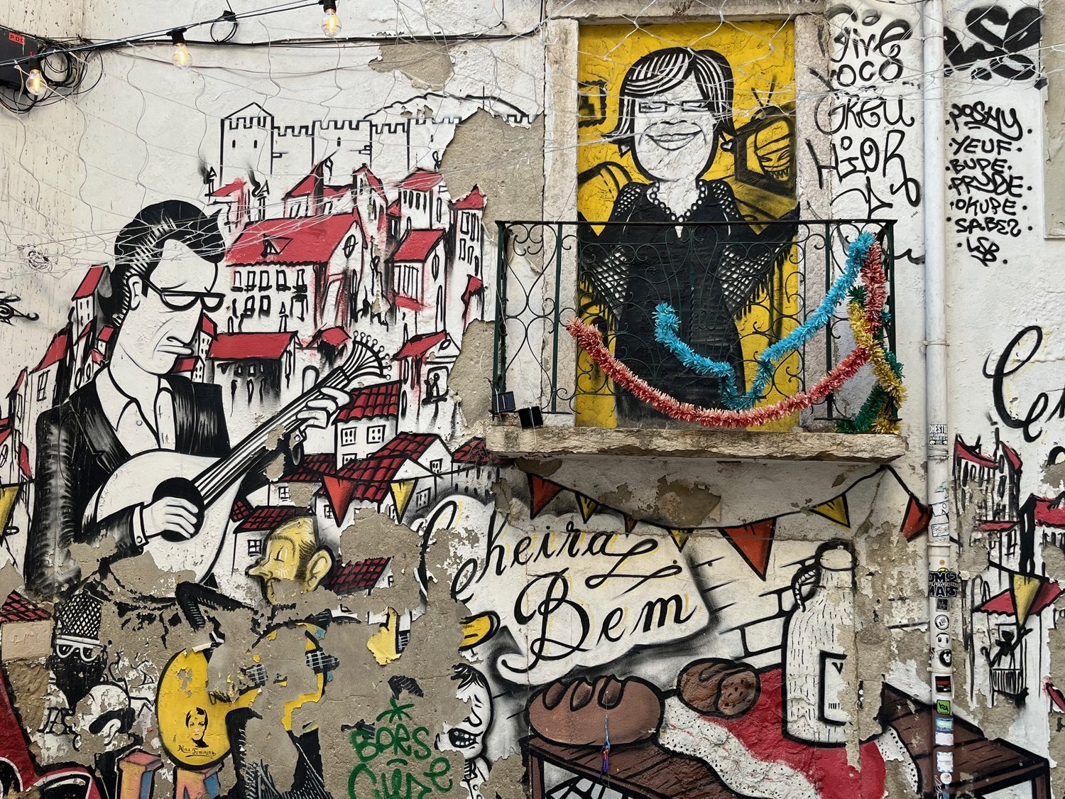 A wall-sized example of the street art throughout the city center.