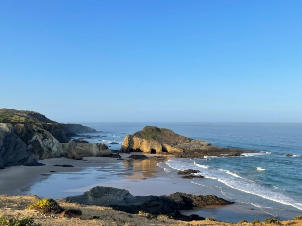 Truly typical beach and cliff scene along the Rota Vicentina. 